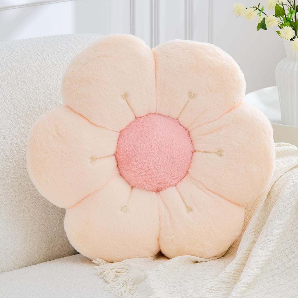 Flower Pillow Cute Flower Shaped Pillows Decorative Throw Pillows Aesthetic Home Decor Floral Daisy Cushion for Bed (Yellow, 14.9 Inch)