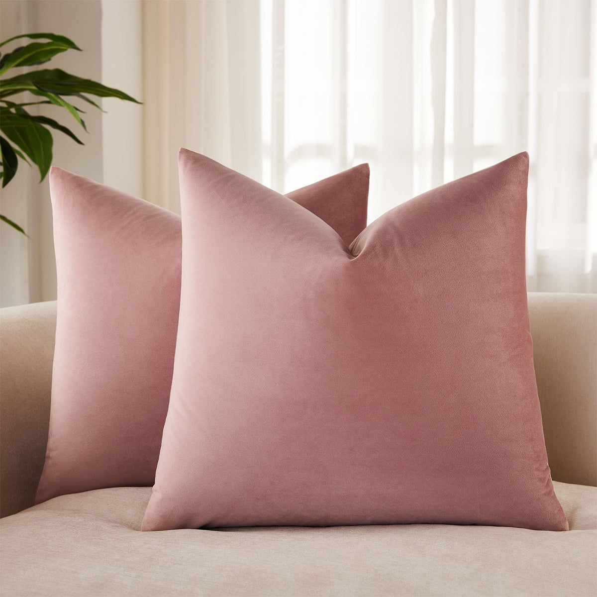 Velvet Throw Pillow Covers 18x18 for Couch Bed Sofa,Eggplant Purple