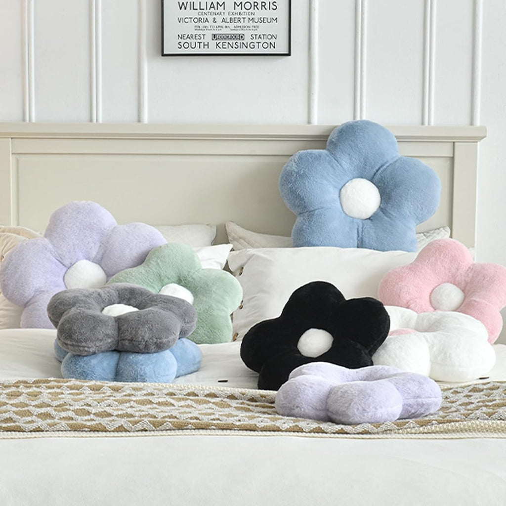 Flower Pillows, Soft Flower Shaped Pillow with Home Decorative for Couch Chair Bed,Flower Floor Throw Pillows for Adults Bedroom Living Room (White, 15 Inches)