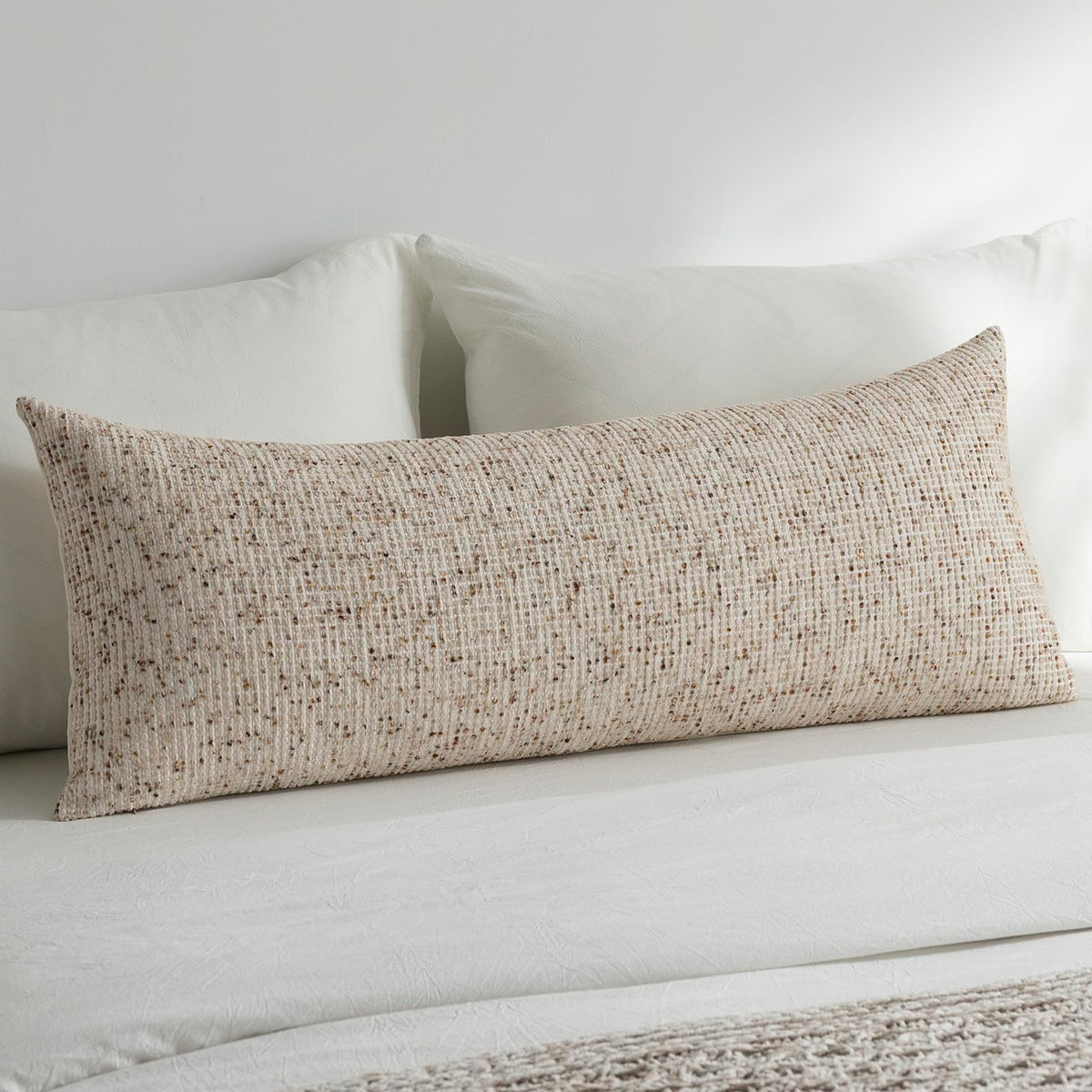 Pack of 2 Neutral Throw Pillow Covers 18x18 Boho Textured Dots Stripe Chenille Square Decorative Pillow Cases Accents for Living Room Couch Bed Farmhouse Home Decor, Taupe