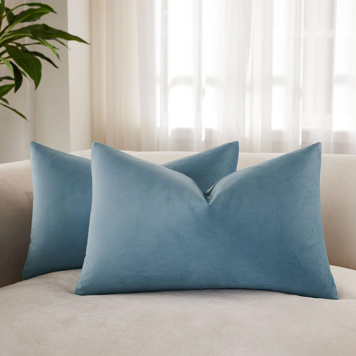 Velvet Throw Pillow Covers 18x18 for Couch Bed Sofa,Eggplant Purple