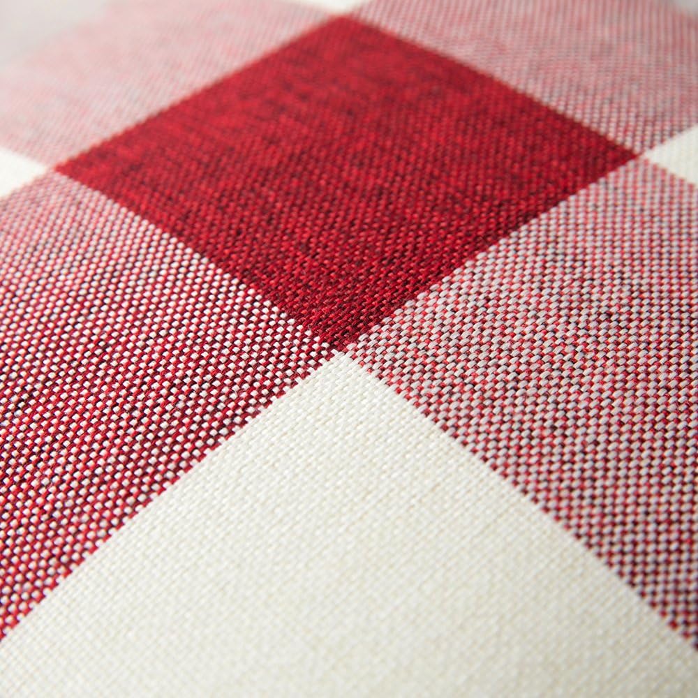 MIULEE Christmas Plaid Pillow Covers 18x18 White and Red Pack of 2