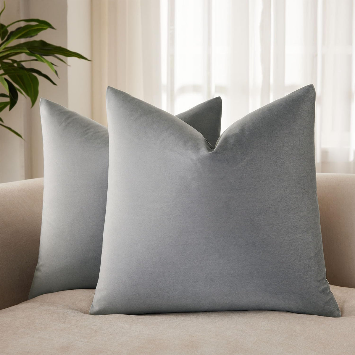 Velvet Throw Pillow Covers 18x18 for Couch Bed Sofa,Eggplant Purple