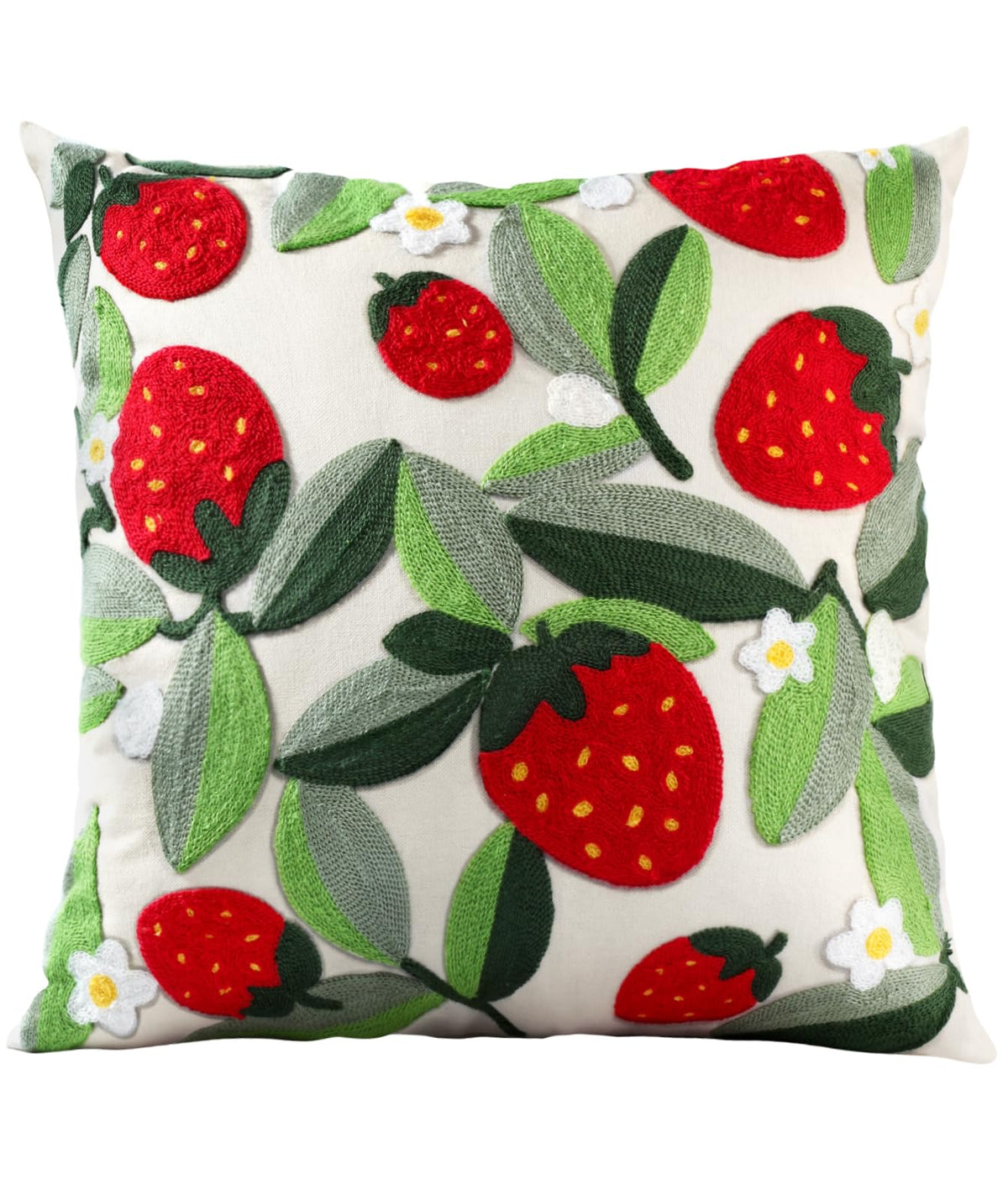 Embroidered Throw Pillow Cover, 18x18 Inch, Fall Abstract Floral