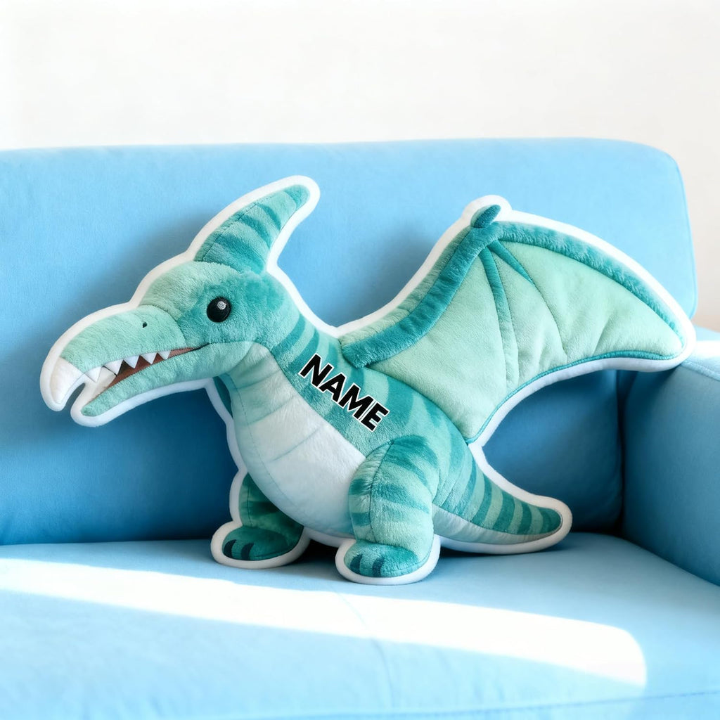 Personalized Dinosaur Shaped Pillow, Custom Name Plush Stuffed Pillows, Suitable for Beds, Sofas, Bedrooms, Living Rooms Custom Decorative Cushion Gifts for Birthday and Anniversary