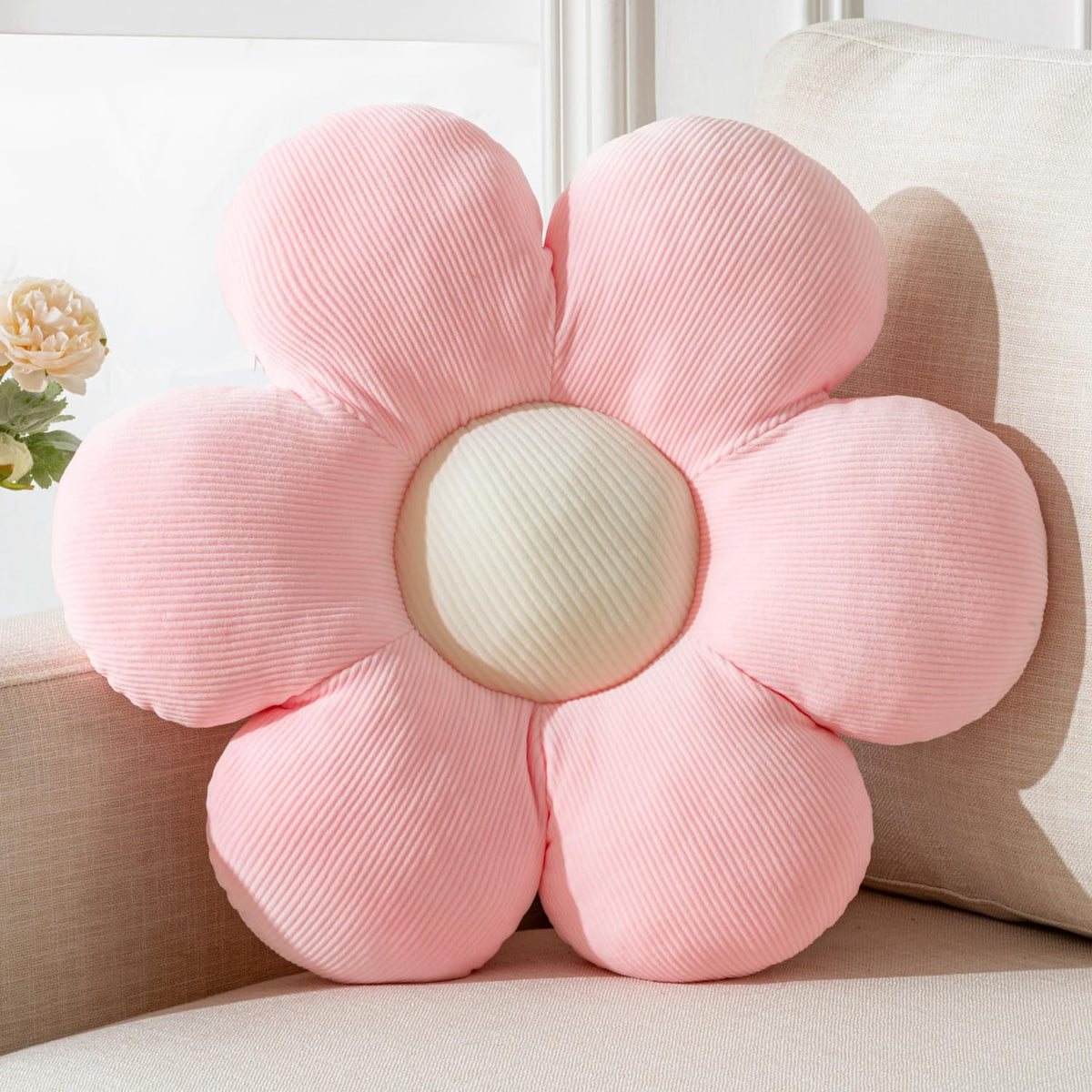 Flower Pillow,15.75" Daisy Pillow Purple Decorative Pillows