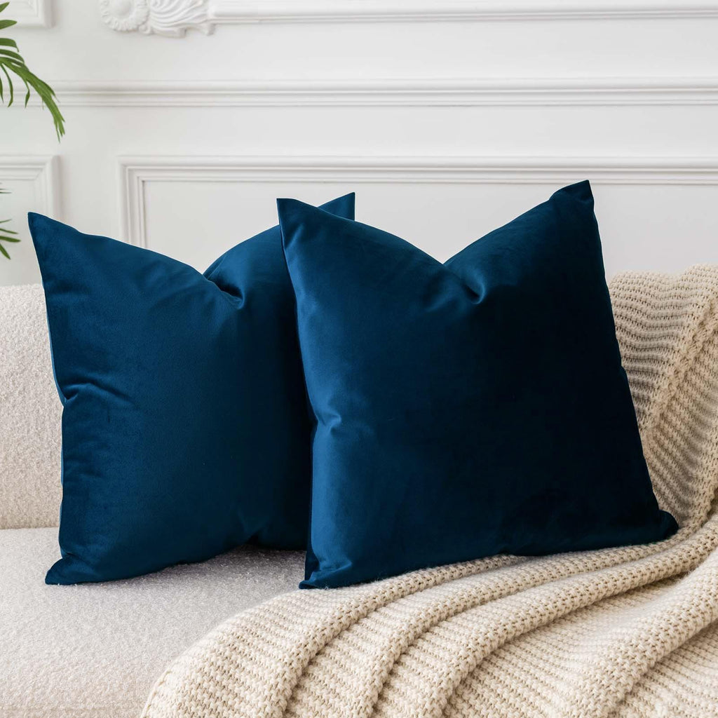 Velvet Throw Pillow Covers 18x18 for Couch Bed Sofa,Eggplant Purple