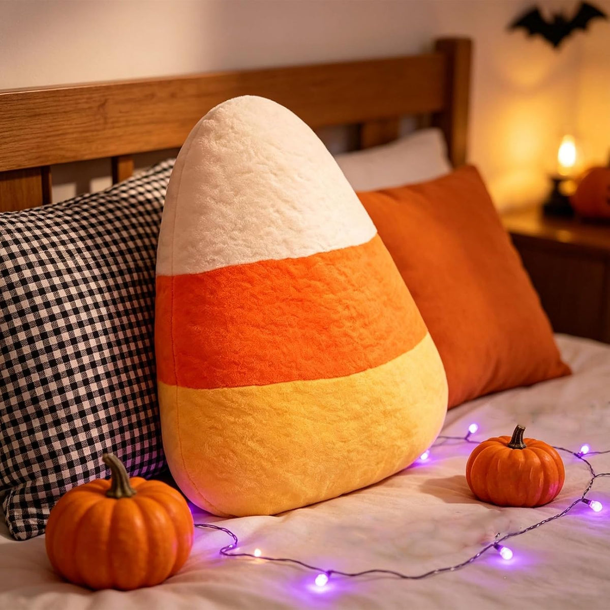 Halloween Candy Corn Pillows, Cute Candy Corn Halloween Throw Pillow for Couch Sofa Bed, Orange Yellow Soft Plush Decorative Pillows for Holiday Party Favors Bedroom Living Room Home Decor