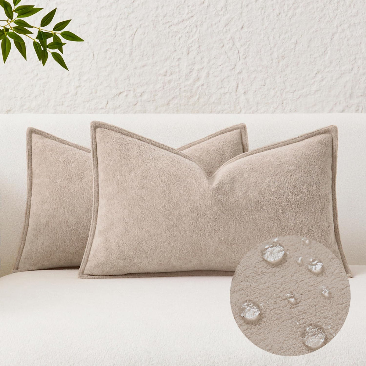 Kevin Textile Soft Waterproof Pillow Covers 20x20 Inch 2 Pack, Moss Green