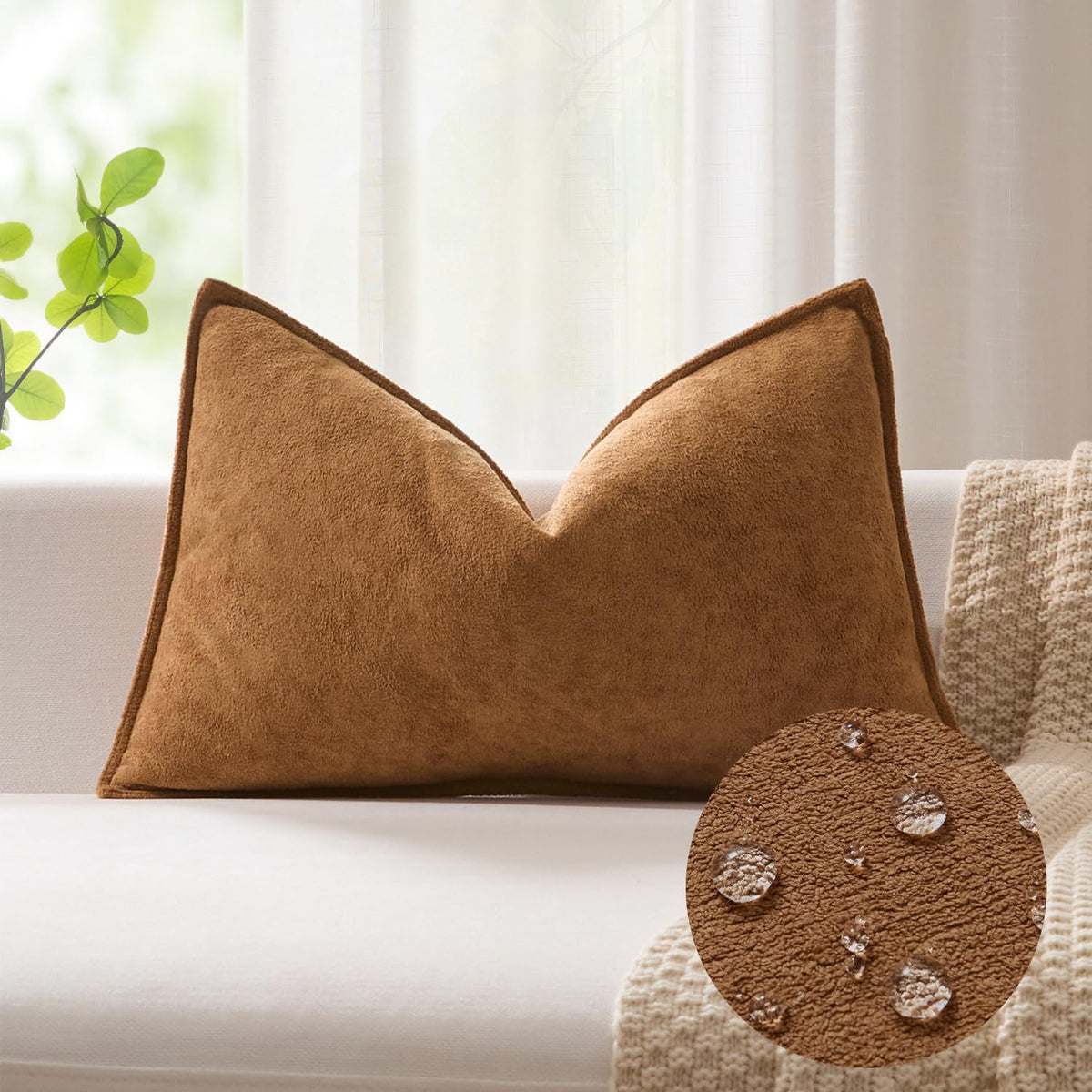 Kevin Textile Soft Waterproof Pillow Covers 20x20 Inch 2 Pack, Moss Green