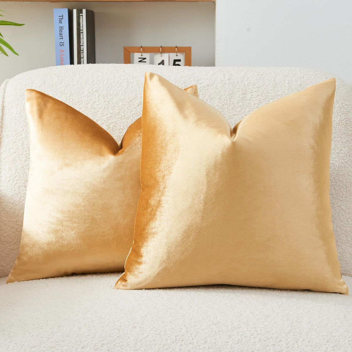 Throw Pillow Covers Rust Set of 2 18x18 Inch Pillow Covers, Soft Velvet Fall Decorative Cases for Couch Sofa Bed, Home Boho Decor, Modern Farmhouse Cushion Covers