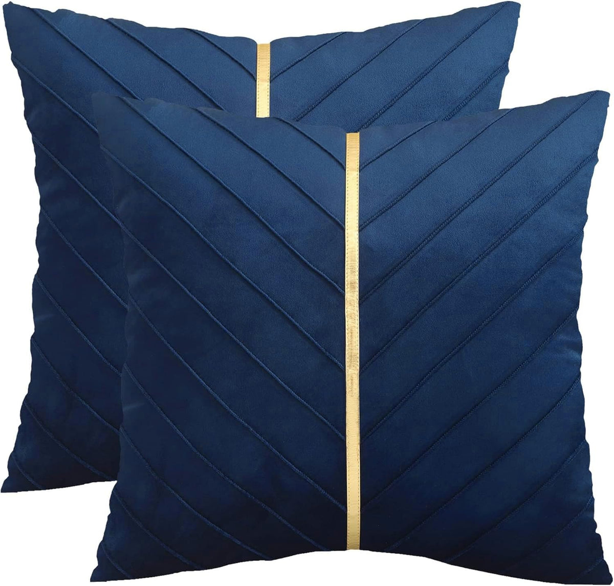 Velvet Throw Pillow Covers 18x18 Pack of 2 Gold Decor Olive Green