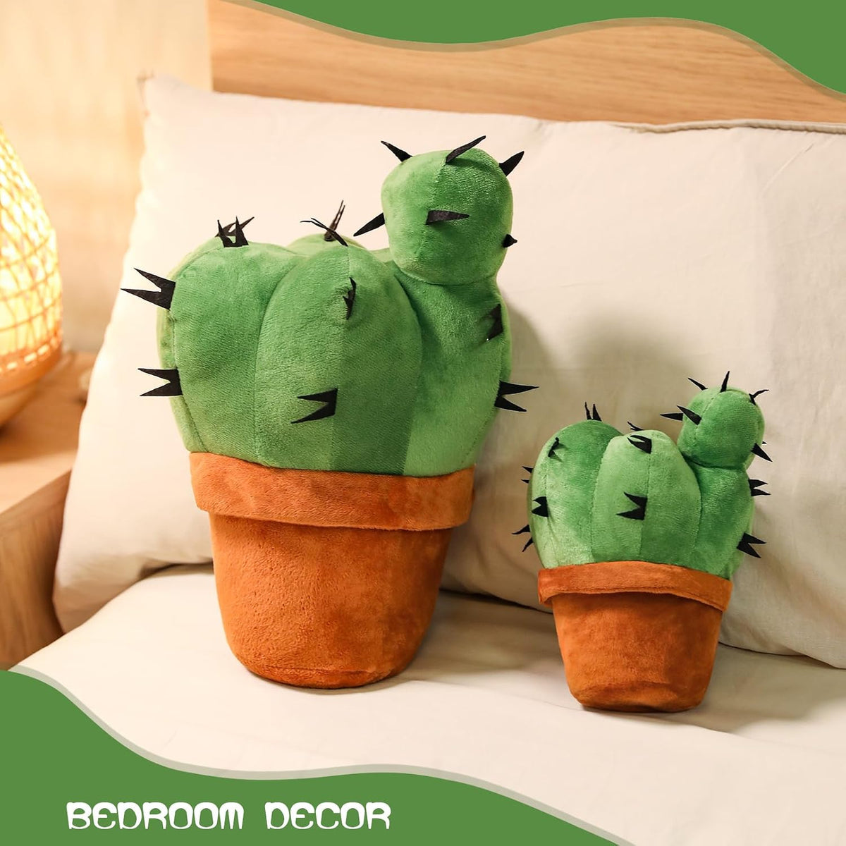 OtGalk 3D Cactus Throw Pillow, Plush Plant Cushion, 7.9-Inch