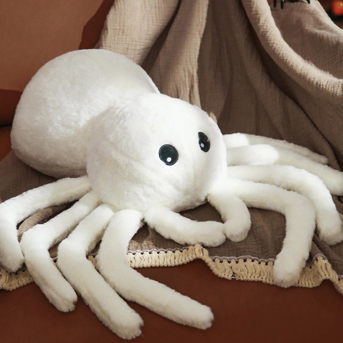 YRXRUS Spider Pillows, Halloween Pillows, Cute Spider Shaped Throw Pillow for Happy Halloween Decoration, White Plush Pillow Gifts, 12x18 in Small Cute Soft Rabbit Fur for Fall Accent Pillow