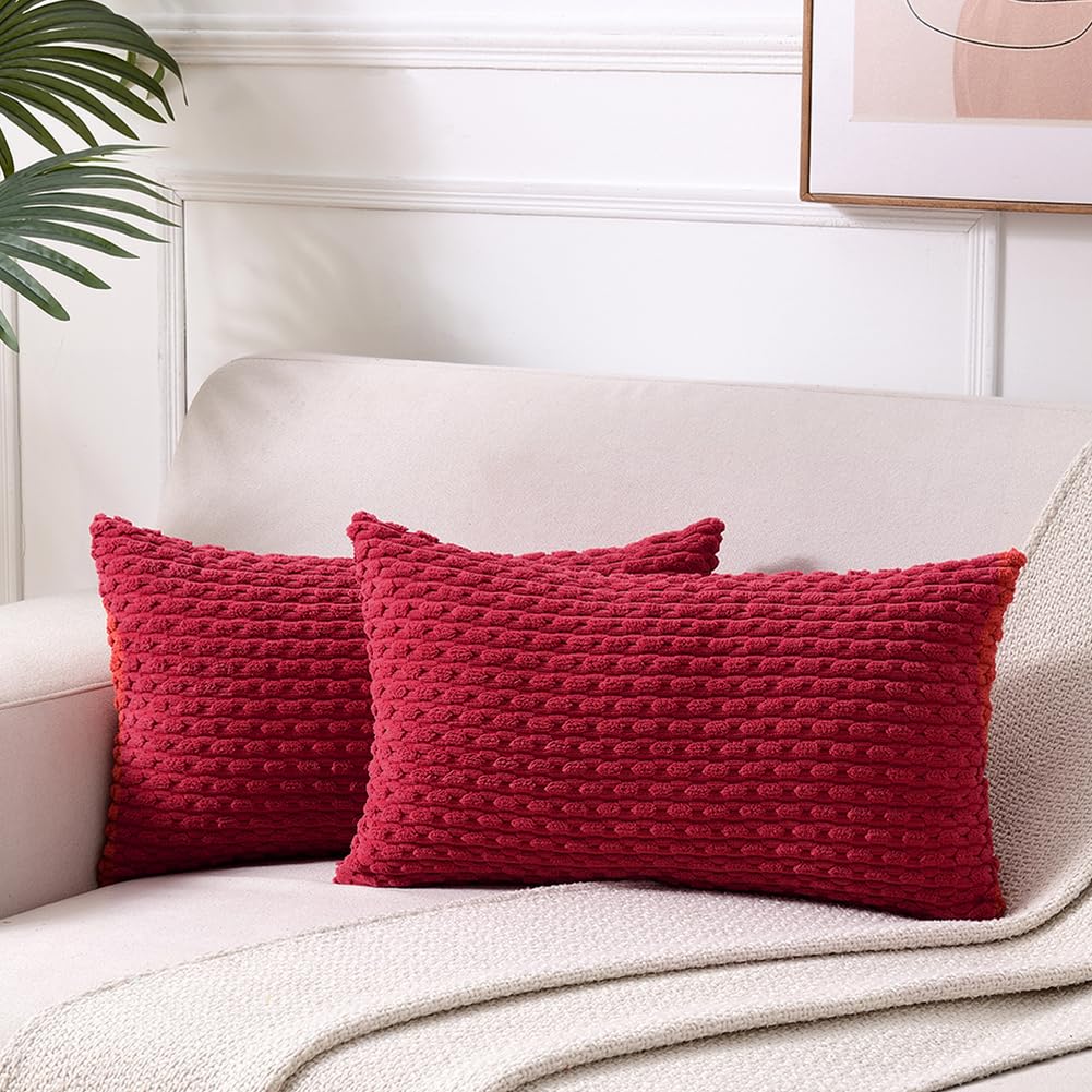 Fancy Homi 2 Packs Blush Pink Decorative Throw Pillow Covers 18x18 Inch for Couch Bed Sofa, Modern Farmhouse Boho Home Decor, Soft Cute Plush Corduroy Cushion Case 45x45 cm