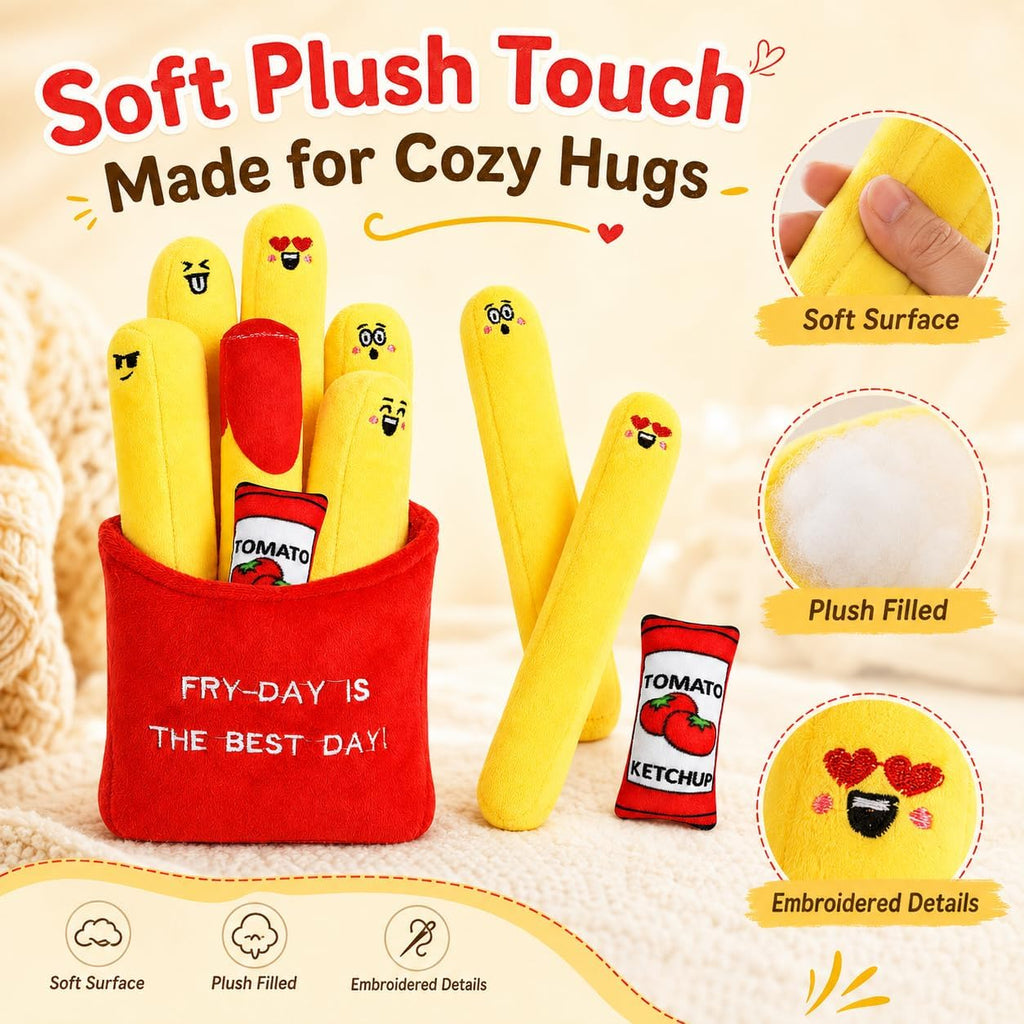 ChezMax Emotional Support Fries Stuffed Plush - Cute Funny Plushie Pillow