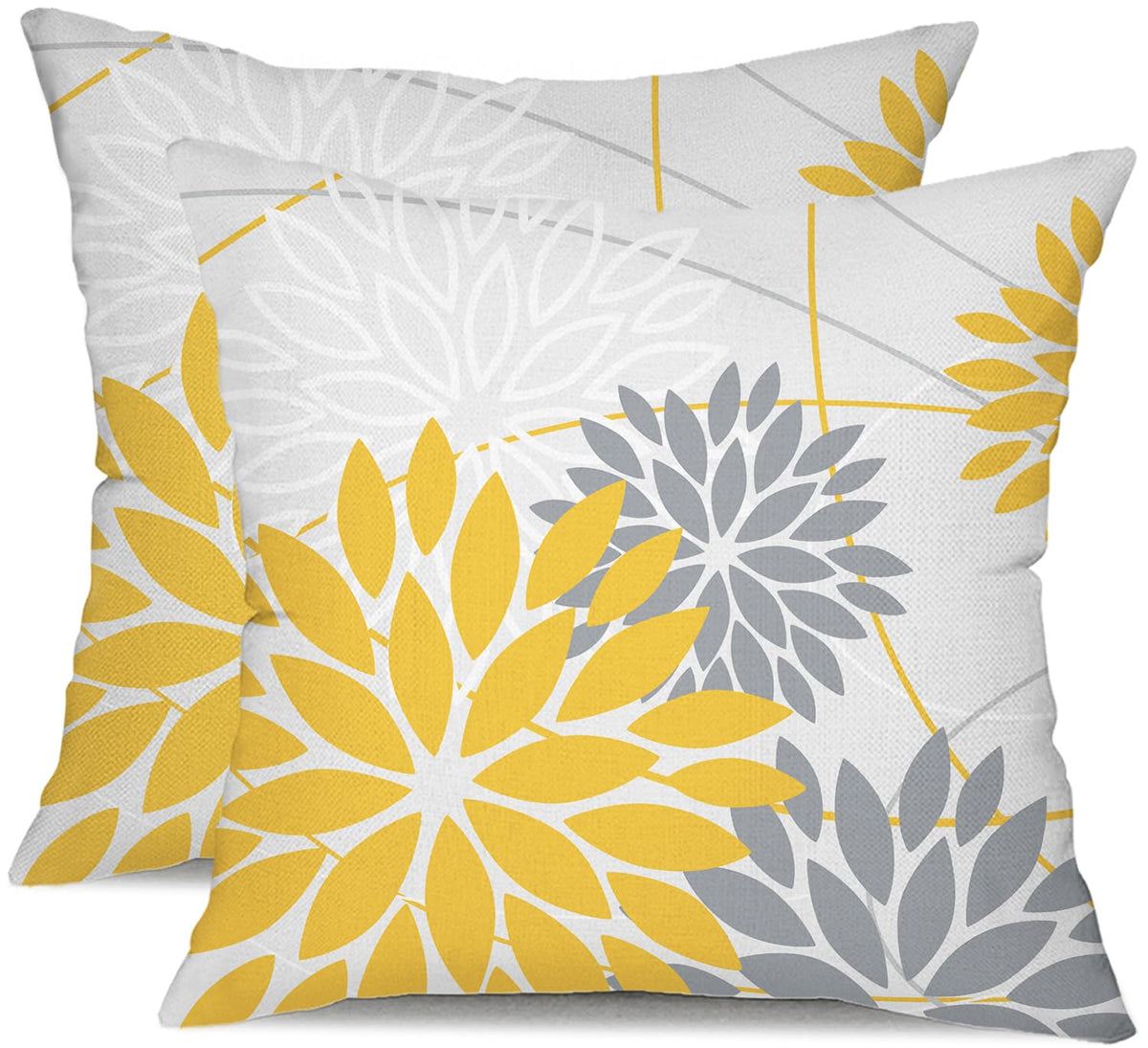 DFXSZ Blue Gray Floral Outdoor Pillow Covers 18x18 Set of 2 Waterproof
