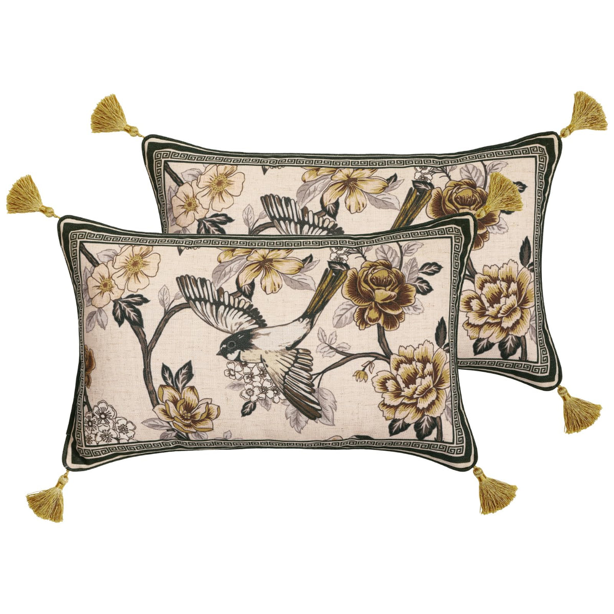 ISAENNE Vintage Elegant Linen Square Throw Pillow Cover,18"x18"-Albano A
