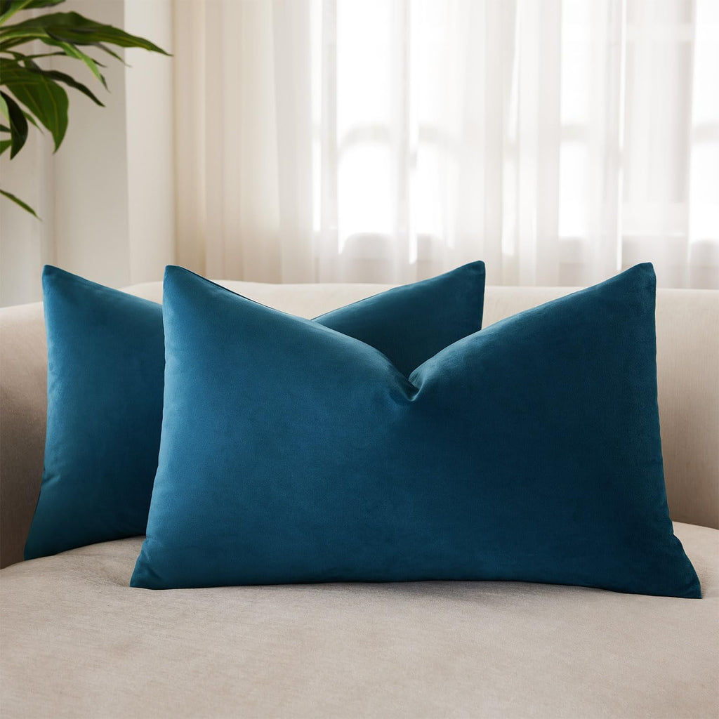 Velvet Throw Pillow Covers 18x18 for Couch Bed Sofa,Eggplant Purple