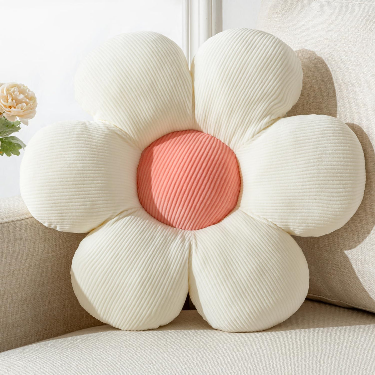 Flower Pillow,15.75" Daisy Pillow Purple Decorative Pillows
