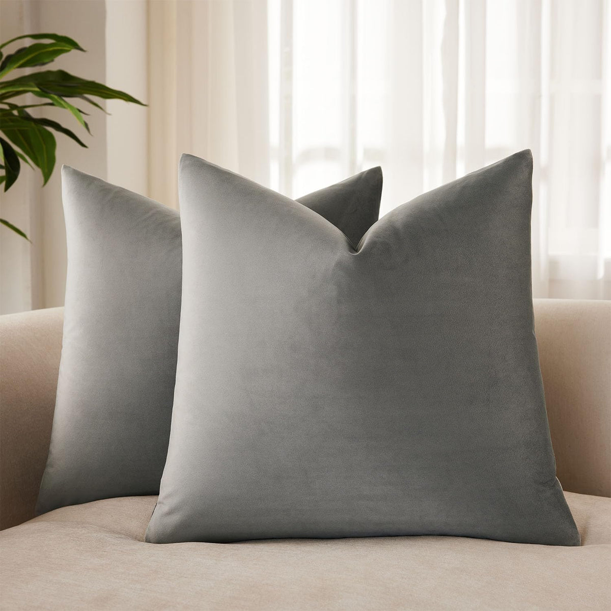 Velvet Throw Pillow Covers 18x18 for Couch Bed Sofa,Eggplant Purple