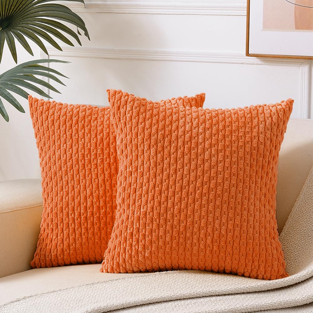Fancy Homi 2 Packs Blush Pink Decorative Throw Pillow Covers 18x18 Inch for Couch Bed Sofa, Modern Farmhouse Boho Home Decor, Soft Cute Plush Corduroy Cushion Case 45x45 cm