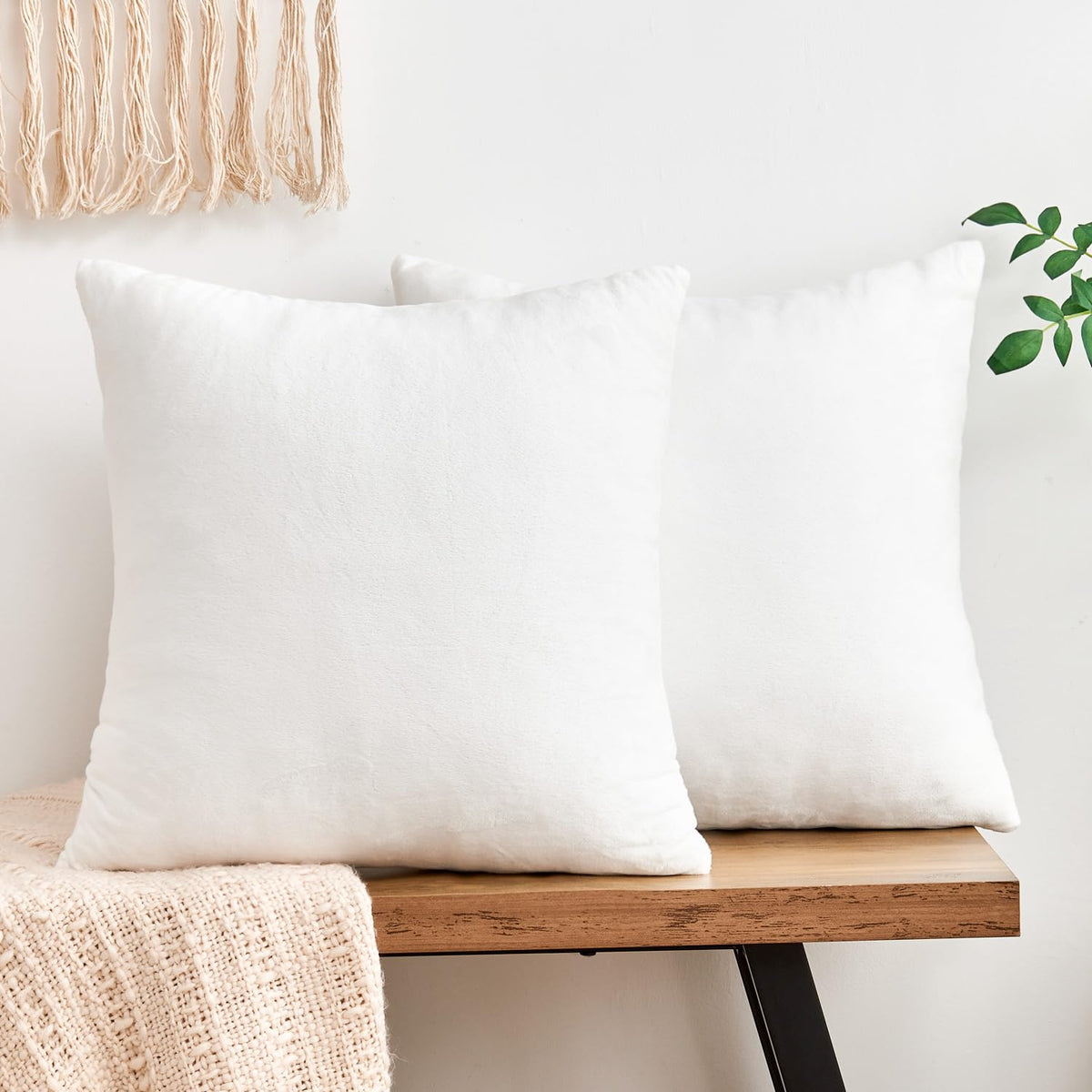 Throw Pillow Covers Rust Set of 2 18x18 Inch Pillow Covers, Soft Velvet Fall Decorative Cases for Couch Sofa Bed, Home Boho Decor, Modern Farmhouse Cushion Covers
