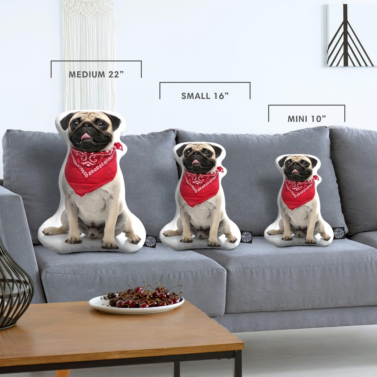 All About Vibe Custom Dog Pillow - Personalized Custom Shaped 3D Dog Throw Pillow, Best Gift for Dog & Pug Owners and Lovers! Made in USA - 16" Small