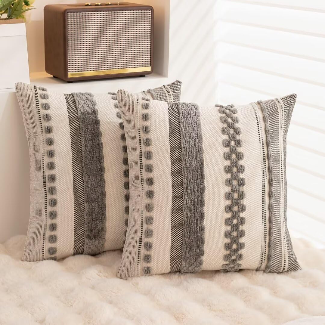 Boho Throw Pillow Covers Decorative Neutral Farmhouse Pillow case