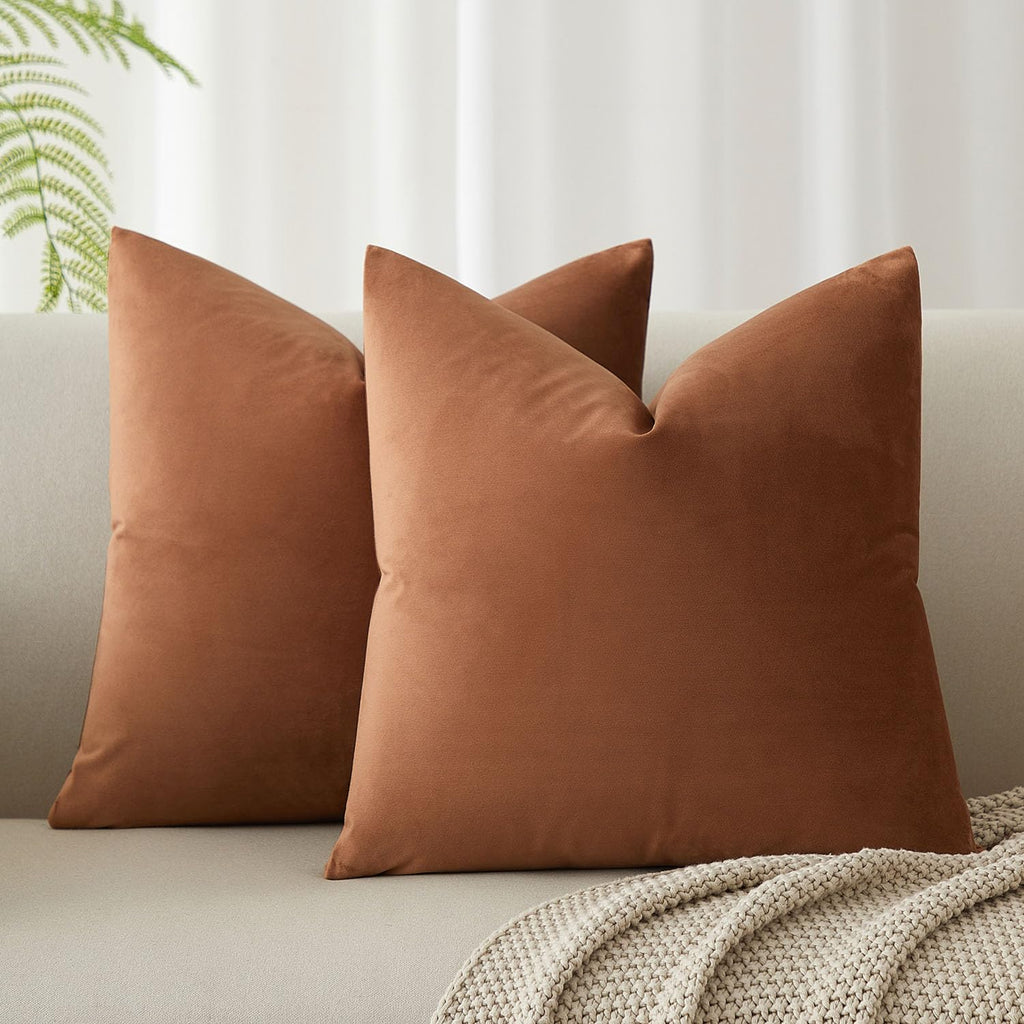 Velvet Throw Pillow Covers 18x18 for Couch Bed Sofa,Eggplant Purple