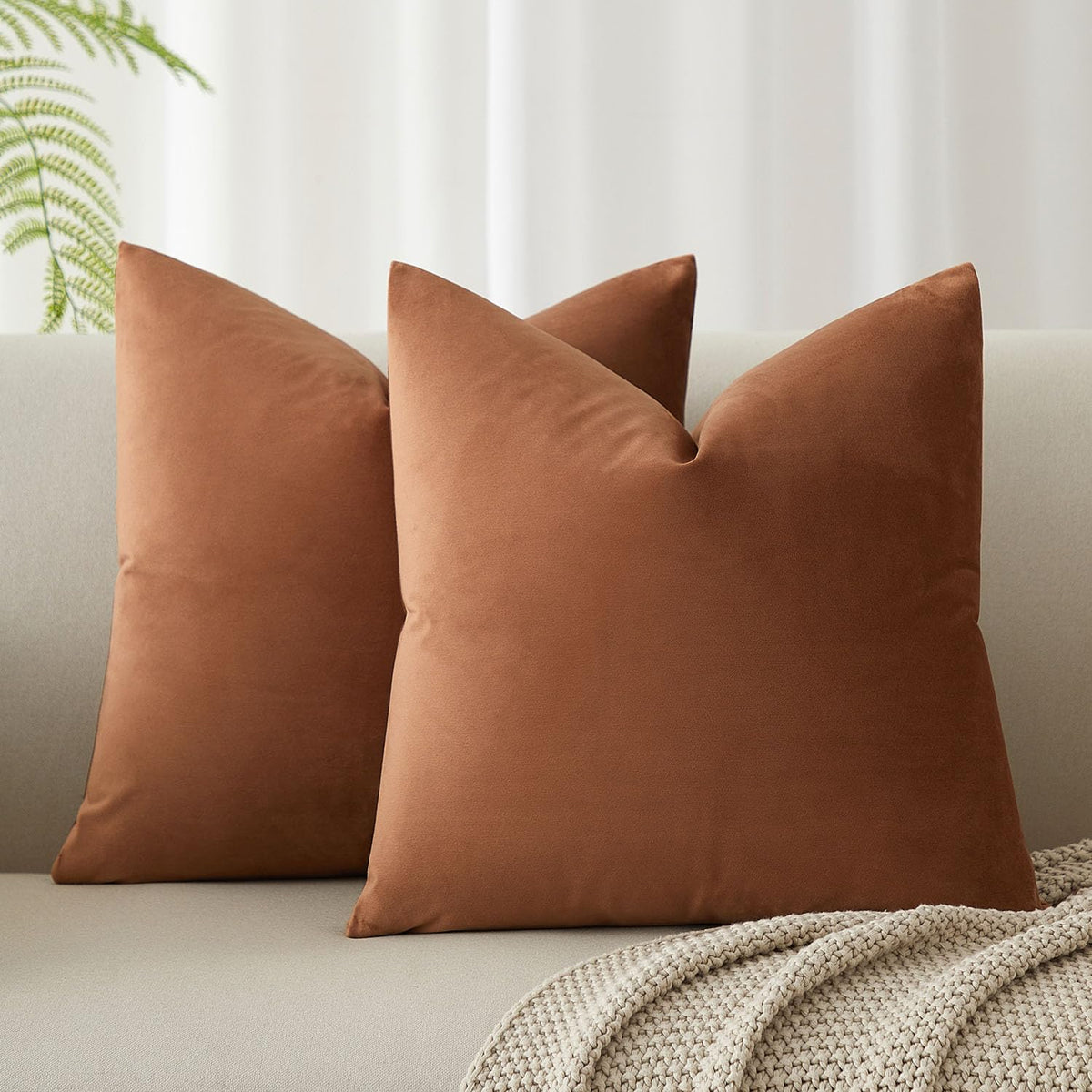 Velvet Throw Pillow Covers 18x18 for Couch Bed Sofa,Eggplant Purple