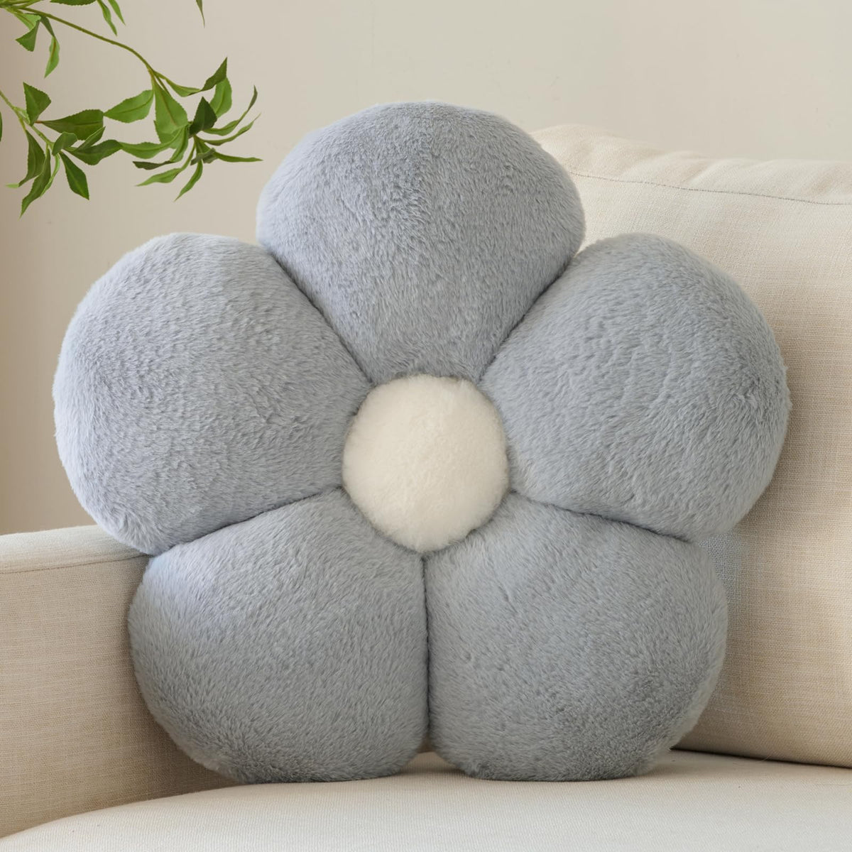 Zlgkjk Flower Pillow, Decorative Throw Pillows with Soft Plush for Couch Bed, Cute Daisy Pillow Cushion Home Decor Floral Throw Pillow (Blue, 14.9 Inches)