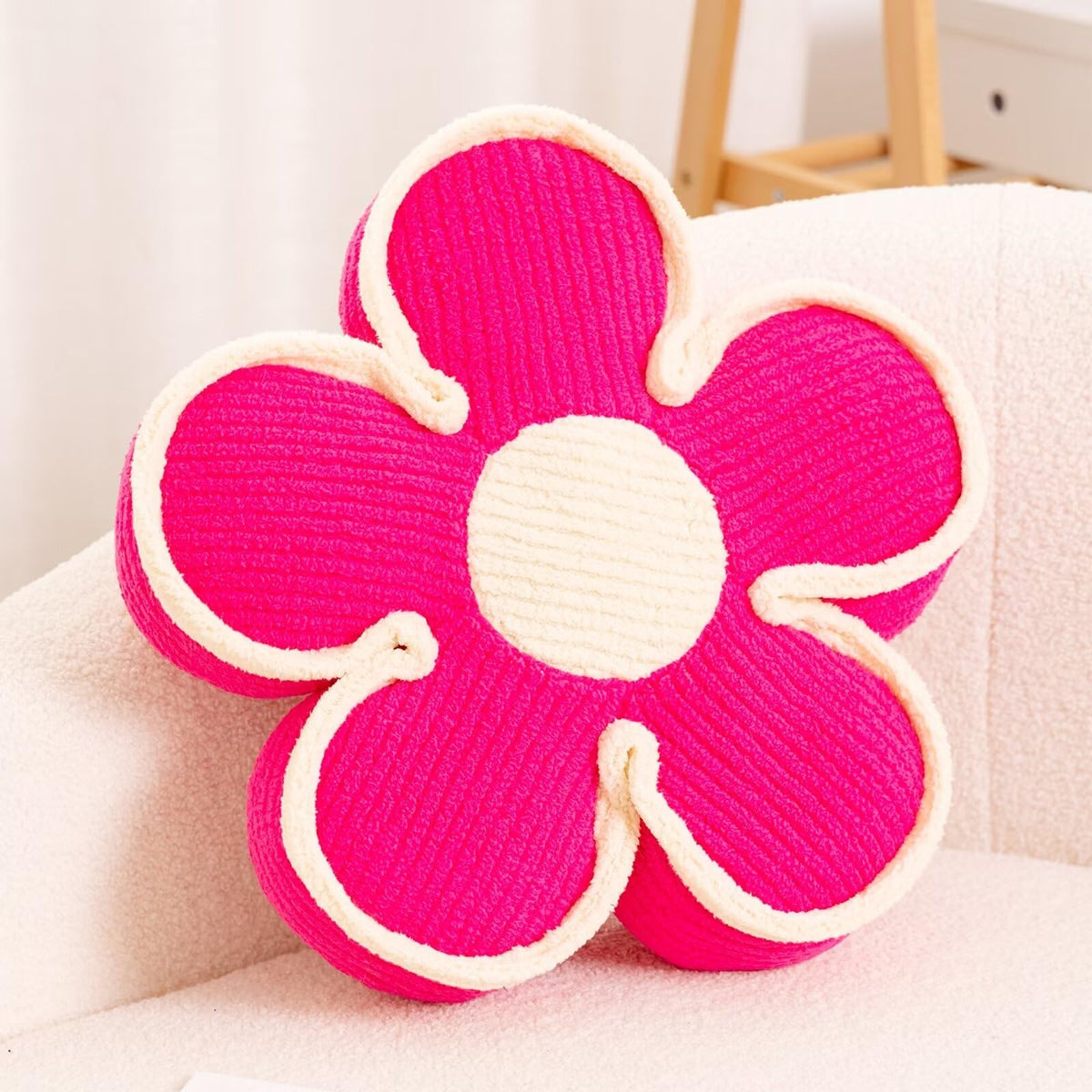 Kcvvcr Flower Pillow, Soft Shaped Floor Cushion, Decorative Throw Pillow, Seating Cushion, Plush Room Decor Pillows for Sofa Couch Bed (13.7 Inch, Ivory)