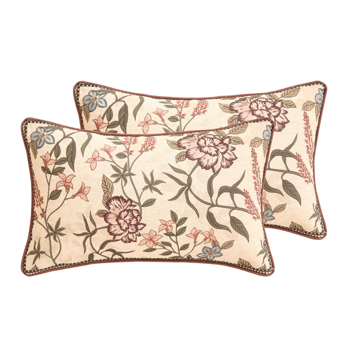 ISAENNE Vintage Elegant Linen Square Throw Pillow Cover,18"x18"-Albano A