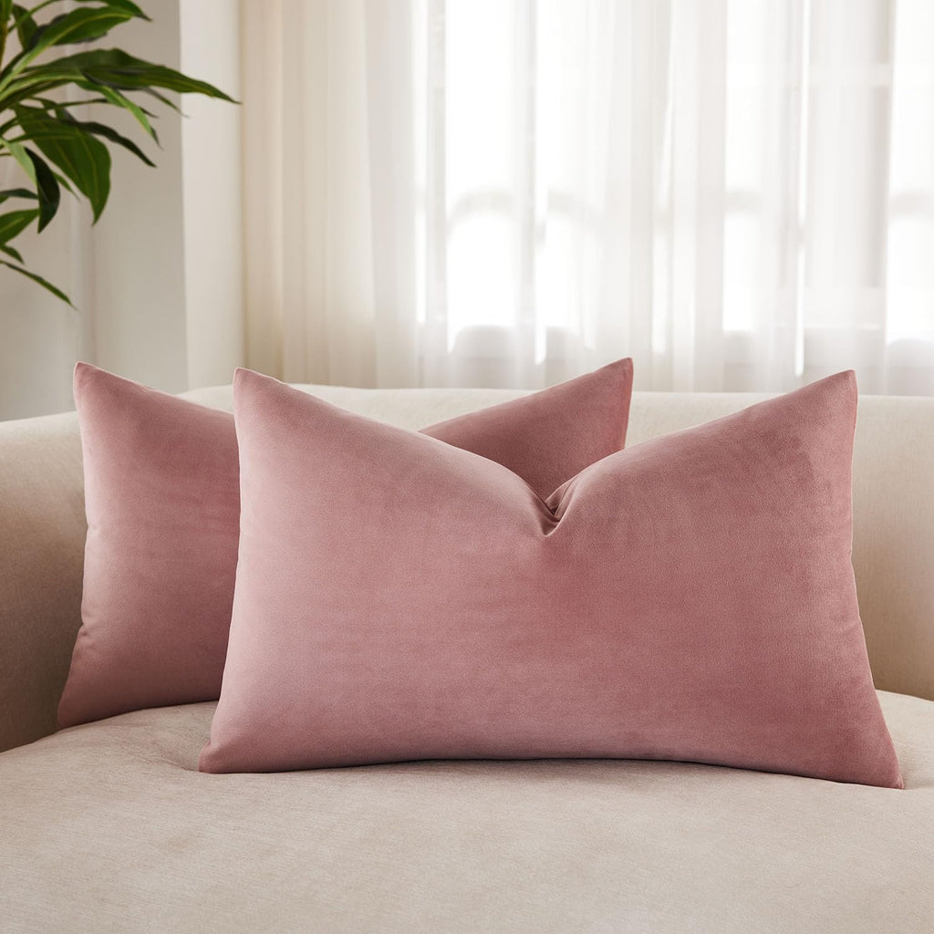 Velvet Throw Pillow Covers 18x18 for Couch Bed Sofa,Eggplant Purple