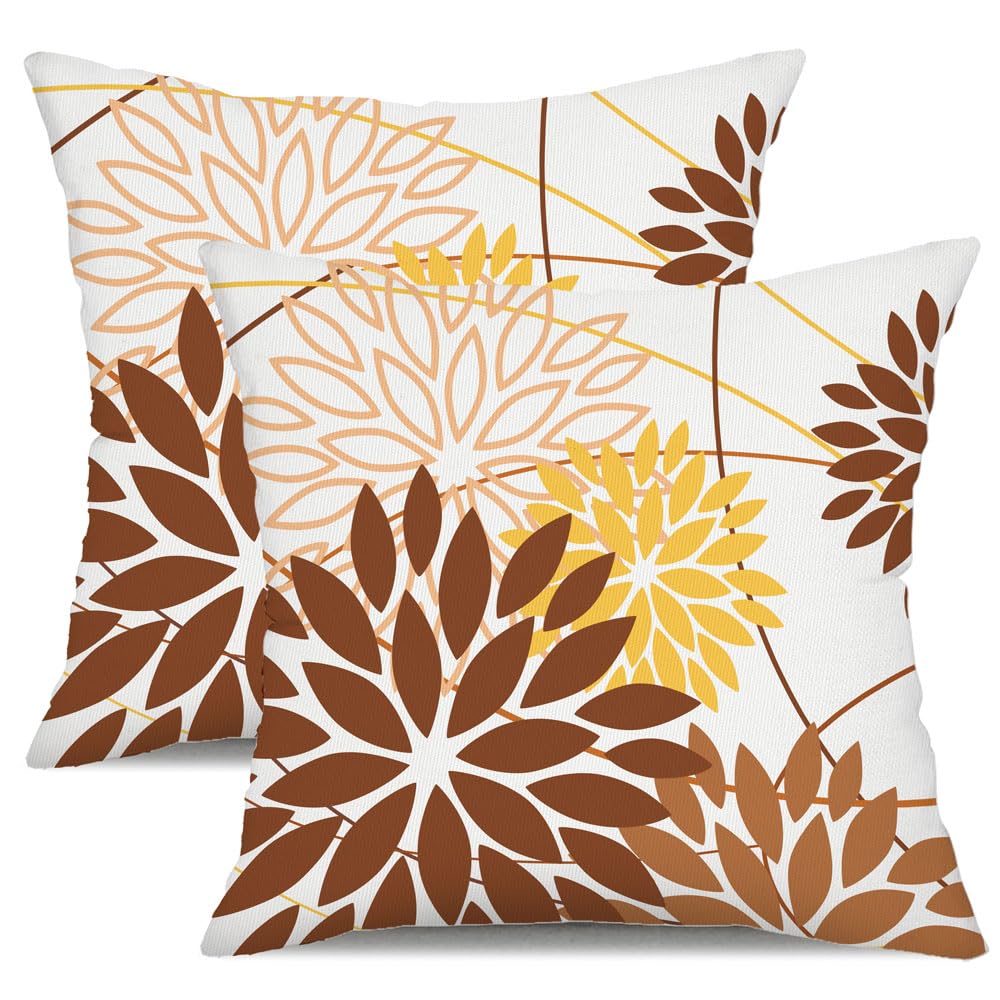 DFXSZ Blue Gray Floral Outdoor Pillow Covers 18x18 Set of 2 Waterproof