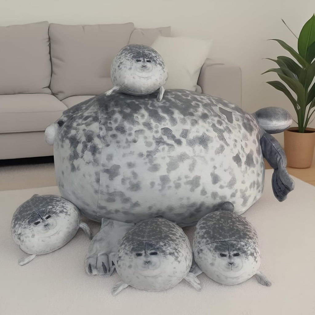 1 Piece Sea Lion Shaped Plush Throw Pillow Grey Chair Cushion Cute Pillows King Size Couch Pillow Funny Decorative Bed Pillows Fashion Seating Cushions with Bedroom Decoration (Grey, 60cm-730g)
