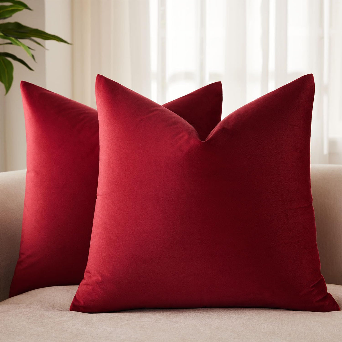 Velvet Throw Pillow Covers 18x18 for Couch Bed Sofa,Eggplant Purple