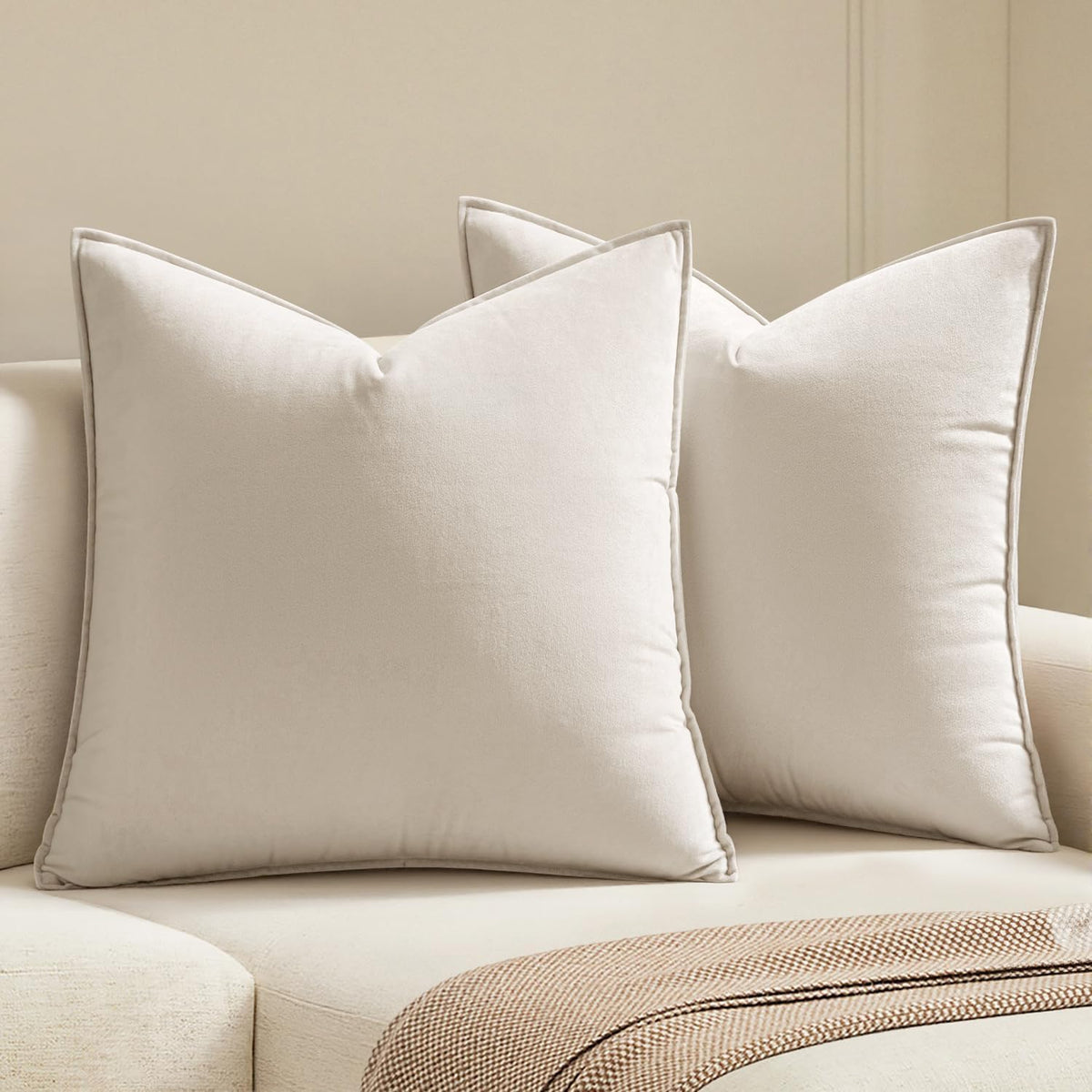 MIULEE Decorative Brown Velvet Throw Pillow Covers for Couch 18x18 Inch