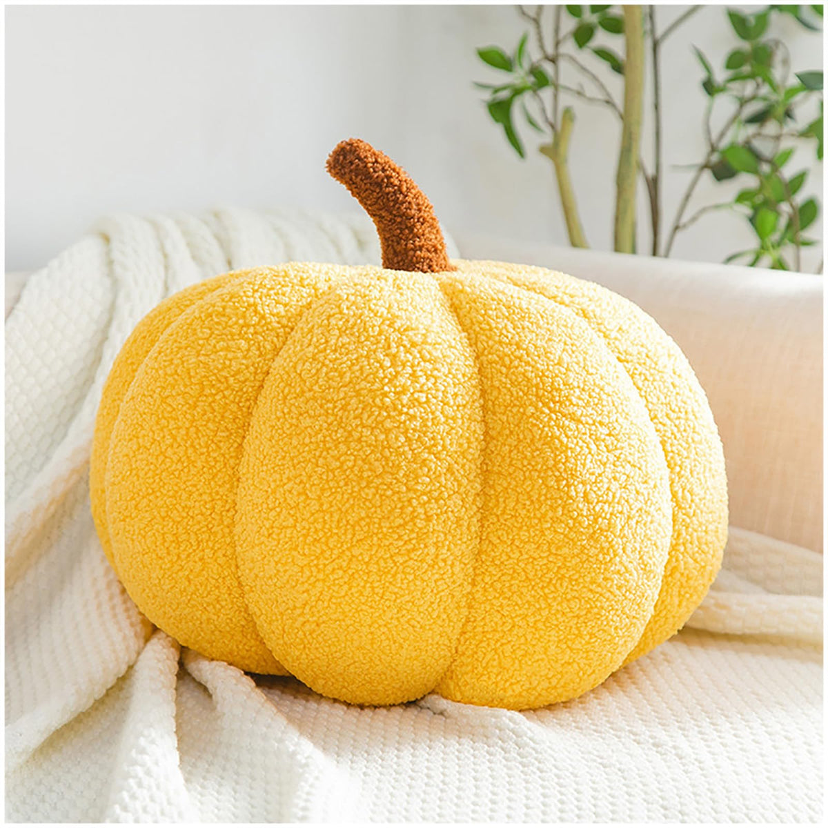 Pumpkin Pillows Fall Decor Dark Green Plush Sherpa Pumpkin Decor Pillow for Couch Bed Home Halloween Thanksgiving Party,11.02 inch