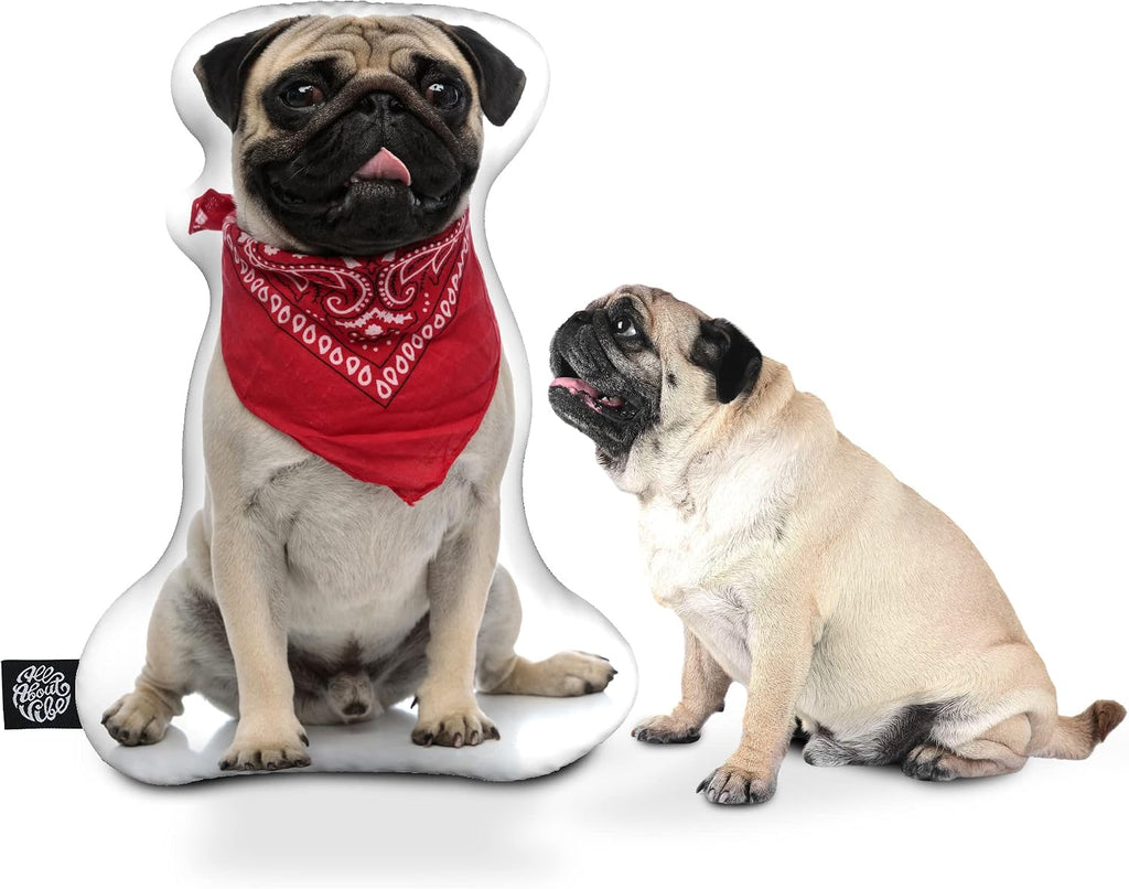 All About Vibe Custom Dog Pillow - Personalized Custom Shaped 3D Dog Throw Pillow, Best Gift for Dog & Pug Owners and Lovers! Made in USA - 16" Small