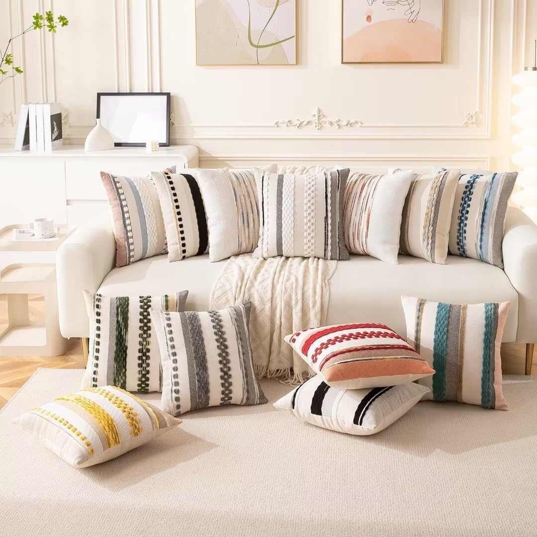 Boho Throw Pillow Covers Decorative Neutral Farmhouse Pillow case