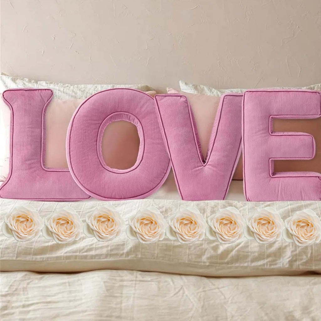 Pink Letter Plush Pillow, Letter Hugging Throw Pillows, Decorative Corduroy Initial Letter Shaped Throw Pillows, Alphabet Pillows A to Z for Sofa Bedroom Living Room (13.39, Inches, 3.54, Inches, P)