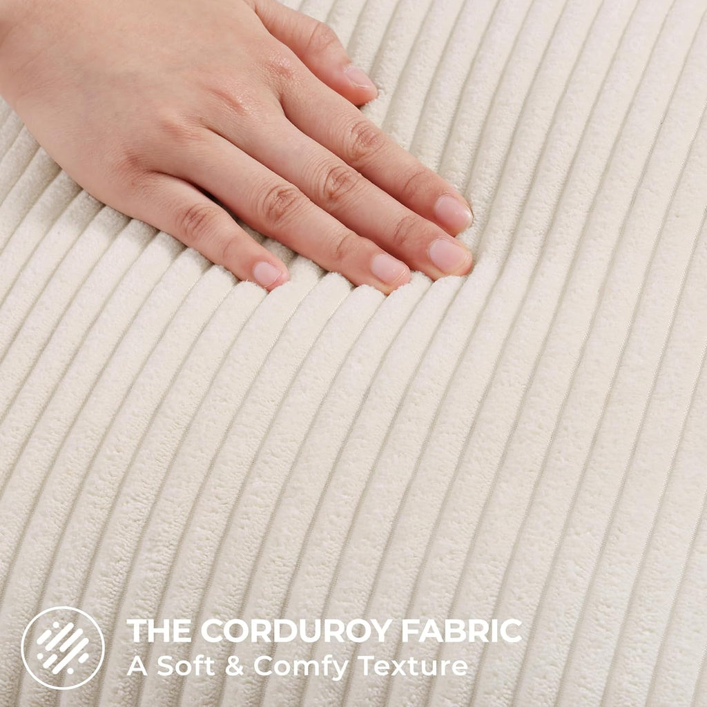 Mecatny Corduroy Fall Throw Pillow Covers 18x18 Set of 2 Cream White