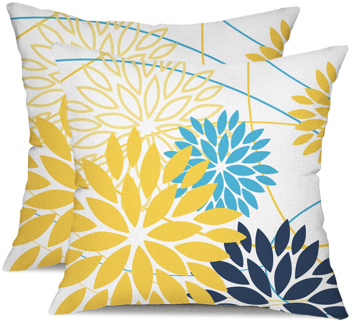 DFXSZ Blue Gray Floral Outdoor Pillow Covers 18x18 Set of 2 Waterproof