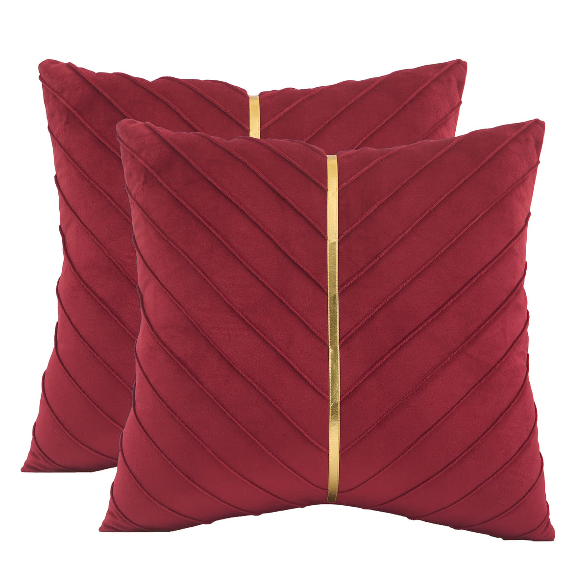 Velvet Throw Pillow Covers 18x18 Pack of 2 Gold Decor Olive Green