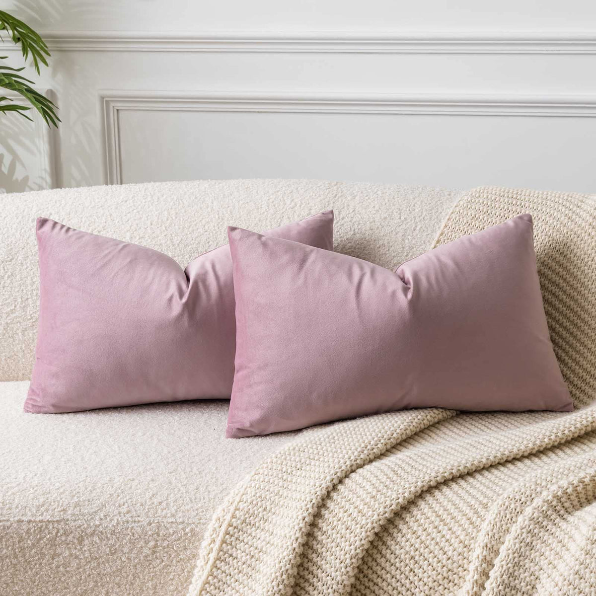 Velvet Throw Pillow Covers 18x18 for Couch Bed Sofa,Eggplant Purple