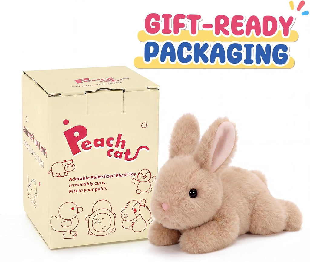 PEACH CAT Brown Bunny Stuffed Animal Cute Plushies Birthday Gifts for Kids