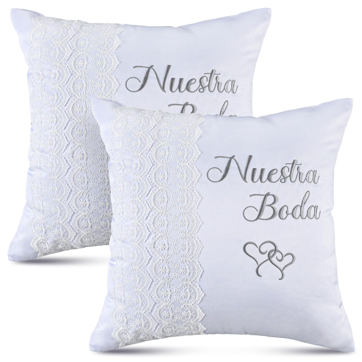 Mixweer 2pcs Wedding Embroidered Kneeling Pillows Covers, Nuestra Boda