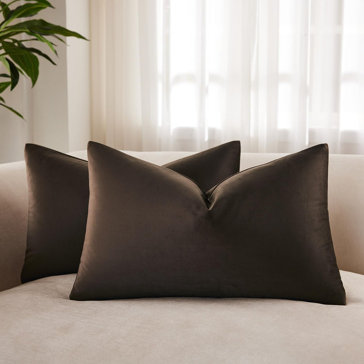 Velvet Throw Pillow Covers 18x18 for Couch Bed Sofa,Eggplant Purple